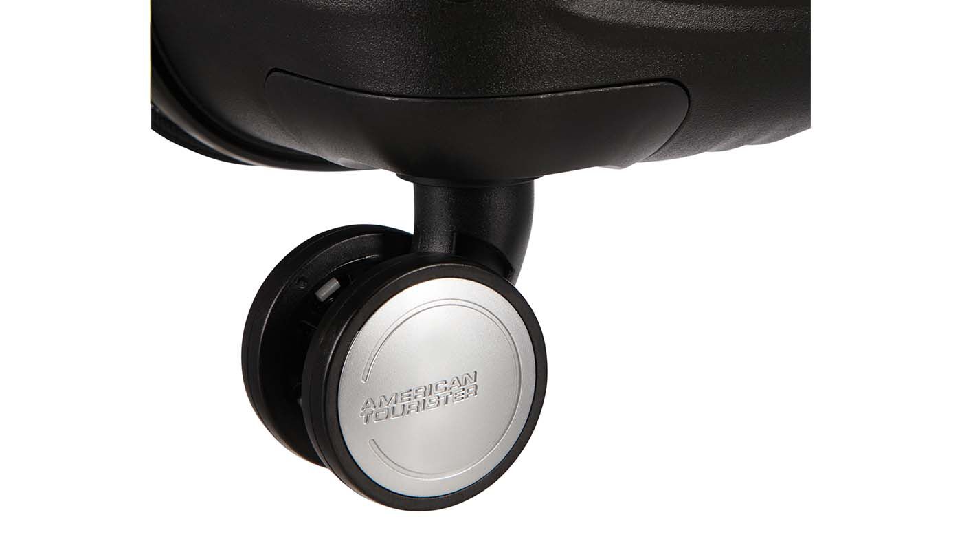 American Tourister SoundBox détails poignée et roulettes